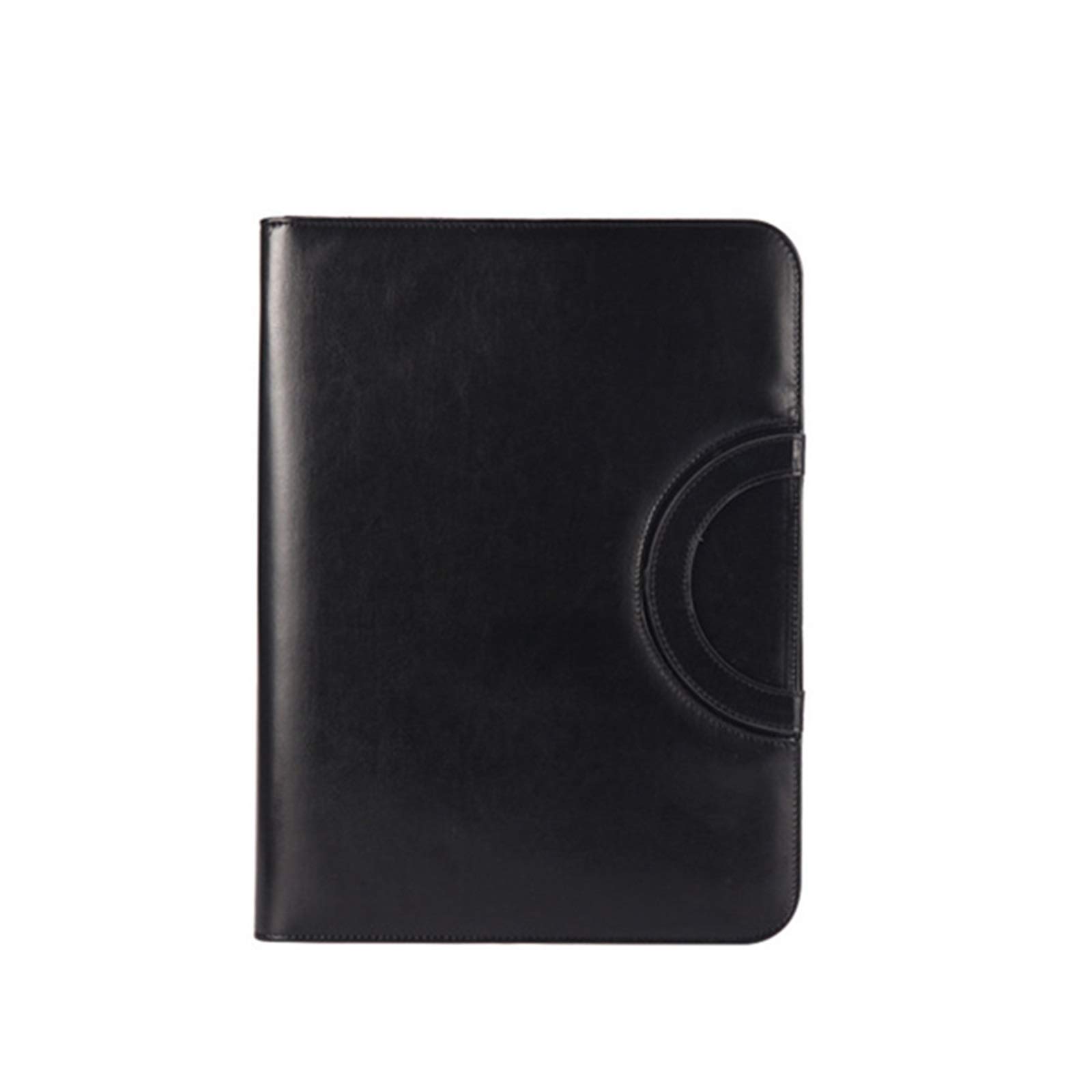 Teczka A4 z notesem, Teczka na dokumenty A4 ze skóry PU, zapinana na zamek, na konferencję biznesową, czarno-brązowa, 34 x 25 cm(Black)