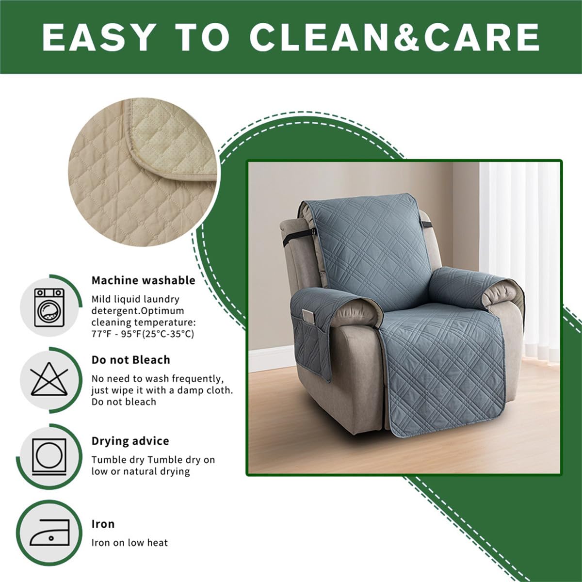 Fansu Funda de Sillón Relax de Impermeable 1 Plaza, Funda Cubre sofá Sillón Relax Reclinable, Sofá Protector para niños, Mascotas, Perros, Gatos (Chocolate,M: 71cm)
