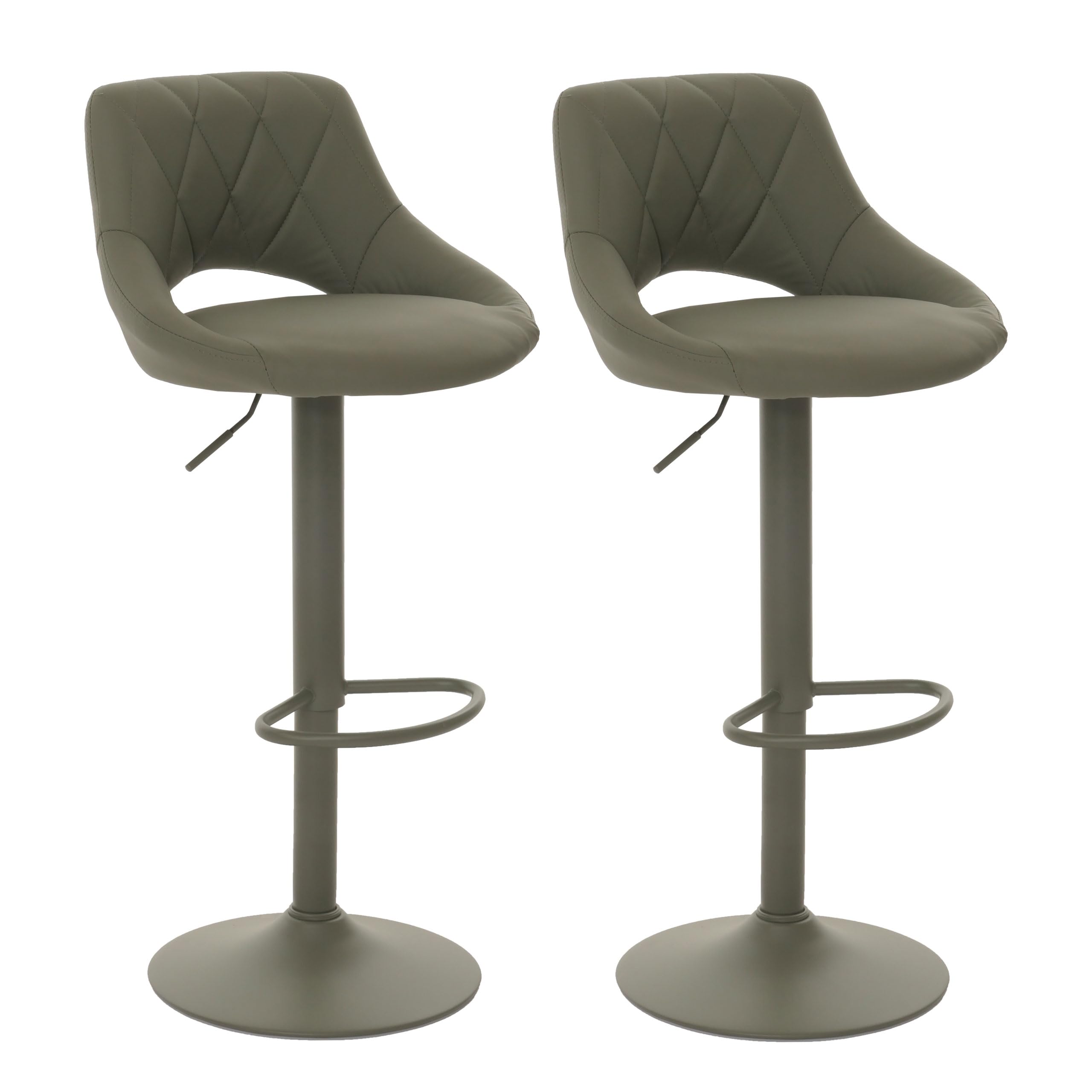 Mendler 2er-Set Barhocker HWC-N64, drehbar Kunstleder Metall - grün