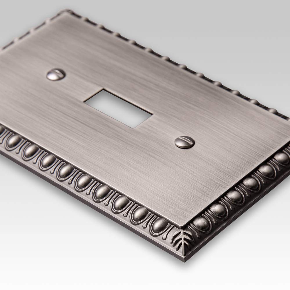 Amerelle Egg & Dart Single Blank Cast Metal Wallplate in Antique Nickel