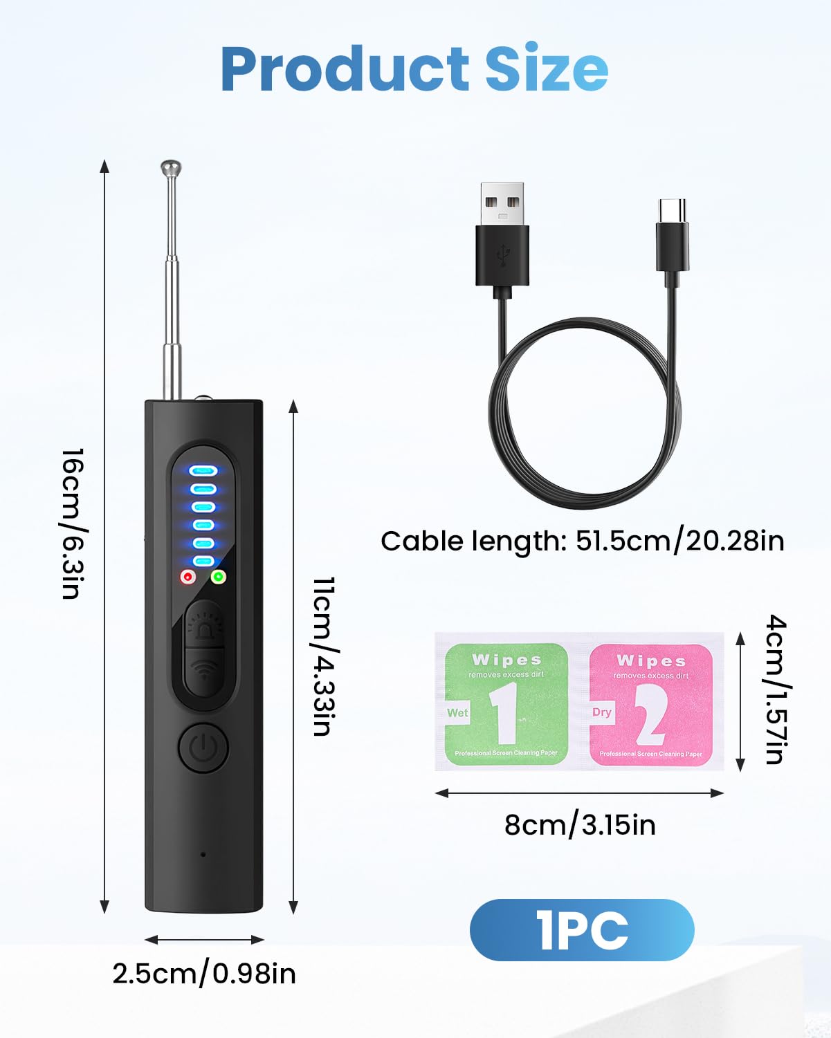 4 en 1 Détecteur de Caméra Cachée, Détecteur de Micro Espion et Traceur GPS Voiture, Détecteur RF sans Fil, Anti-Espion, 5 Niveaux de Sensibilité pour Bureau, Hôtel, Maison, Alarme de Sécurité