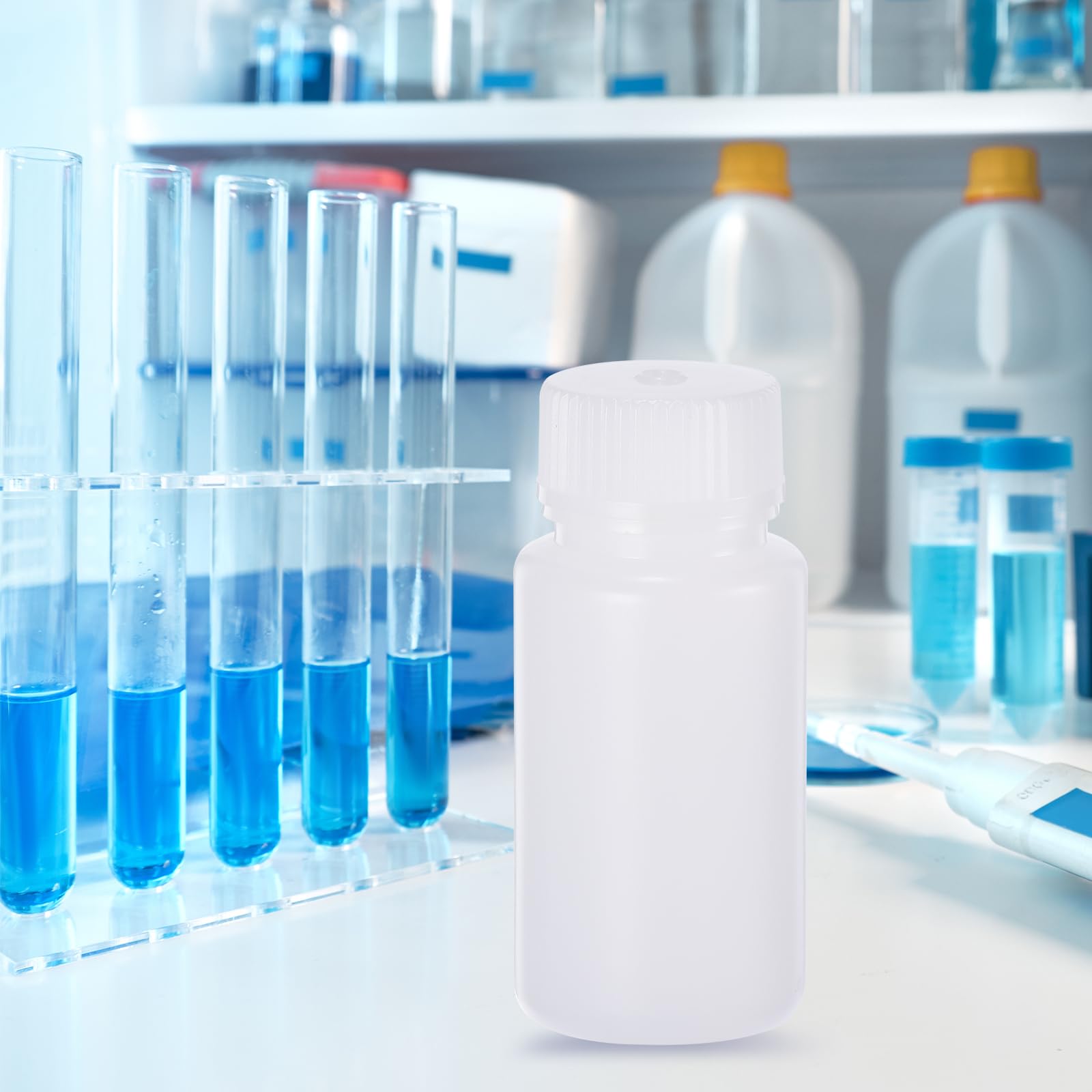 PATIKIL 50Pcs Bouteilles de Réactif de 60 ml, en HDPE, à Large Ouverture avec Bouchon à Vis pour Stockage de Liquides Réactifs en Laboratoire, Couleur Blanche Translucide