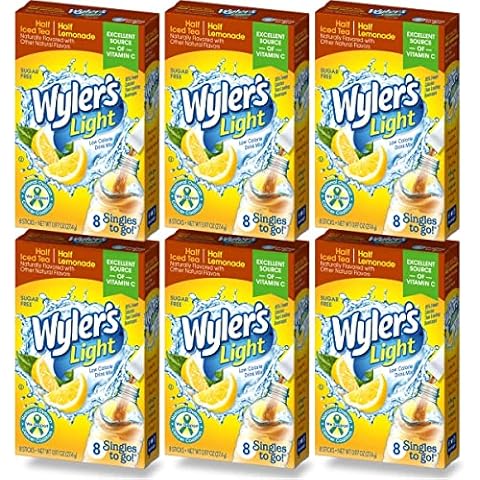 Wyler's Light Singles To Go - Half Tea/Half Lemonade Water Drink Mix - 8 Sticks Per Box, 6 Boxes (48 Sticks Total) Cover