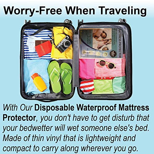 Disposable Waterproof Mattress Protector - 3 Pack Thin Plastic Mattress Cover For Travel, Fitted Vinyl Mattress Protector With 12" Deep Pocket - Bed Bug Mattress Cover (Queen 60"X80"X12") #TOP3