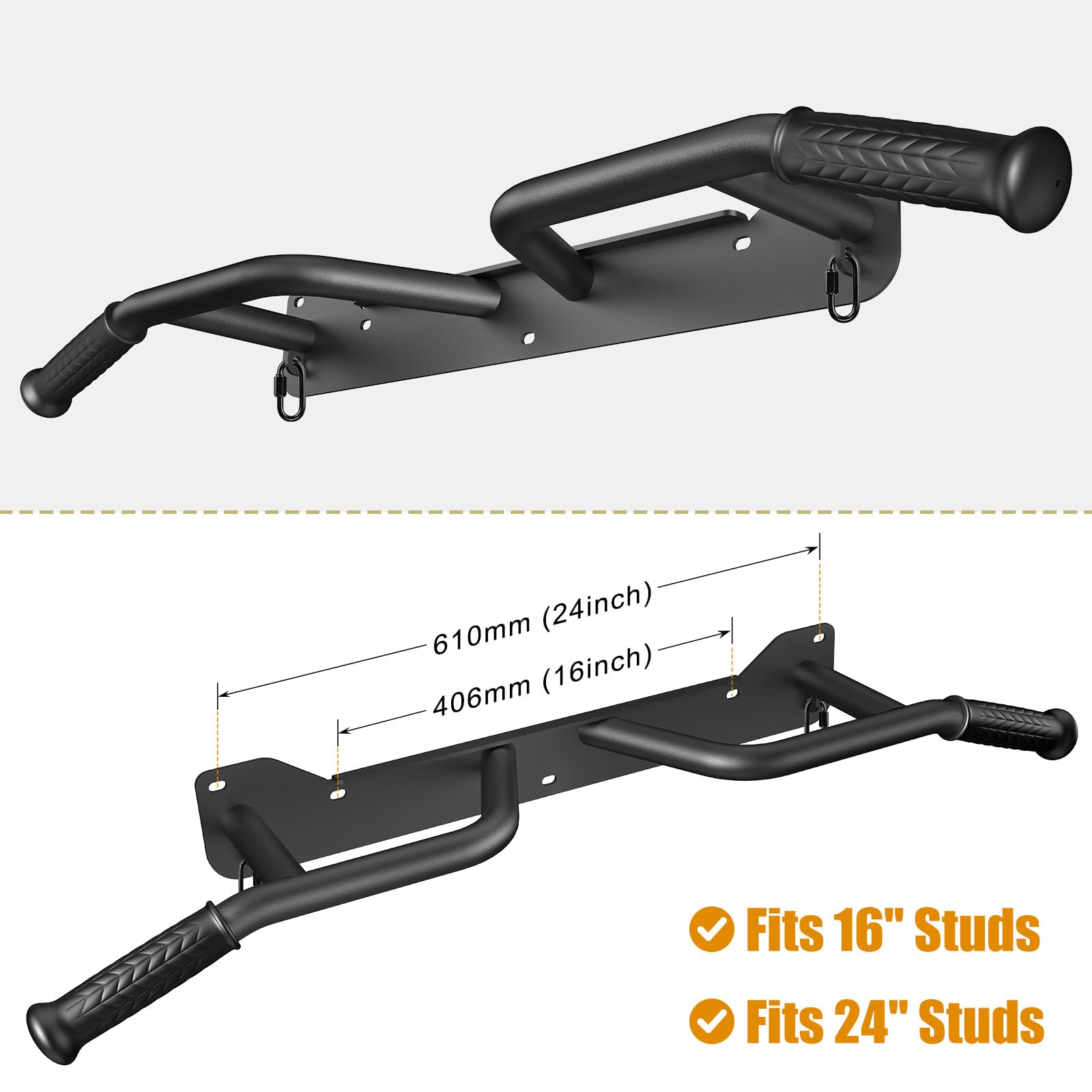 Kipika Pull Up Bar for Doorway Wall Mounted Multi-Grip Strength Bar with Resistance Band Hooks | Heavy-Duty Multifunctional Chin Up Bar for Home Gym Workout | 39-Inch Wide 600 Lbs Capacity