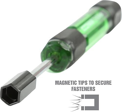 Miniatura 10 de OEMTOOLS 22563 Juego de destornilladores hexagonales de precisión de 7 piezas, verde y negro, controladores hexagonales métricos para joyería y