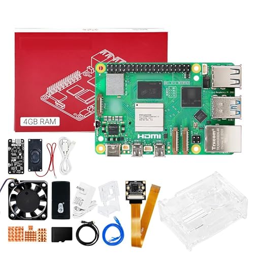 Yahboom Raspberry Pi 5 4GB AIJLbgFAIW[E27W 5.1V5A USB-CdA_v^[EIMX219JEANeBuN[[E64GB microSDJ[hEpP[XtAKAIf戵
