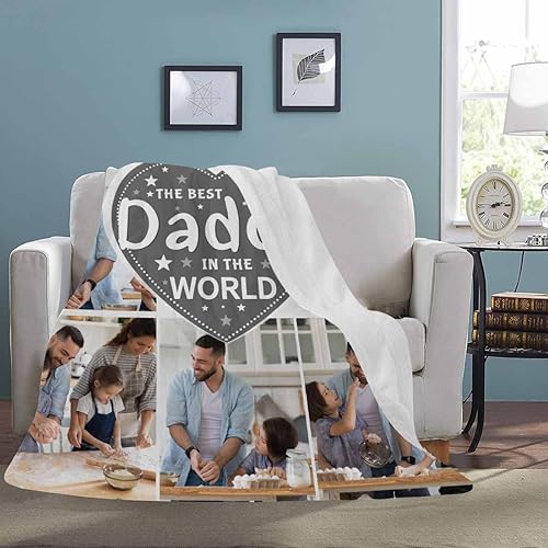 Miniatura 4 de Regalo para papá de hija manta personalizada con fotos, manta suave personalizada, regalo de cumpleaños para papá, manta del mejor papá del mundo,
