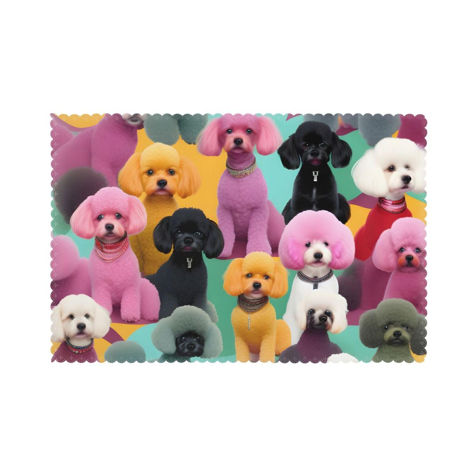 Poodles Dogs Print Placemats for Dining Table Set of 6 12x18 Inch Table Mats for Party Kitchen Dining.