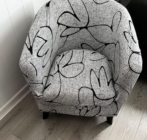Image of SearchI Club Chair Slipcover Stretch Barrel Chair Covers Printed Tub Chair Slipcovers Soft Spandex Armchair Sofa Cover Removable Couch Furniture Protector Arm Chair Cover for Living Room(Pattern 1)