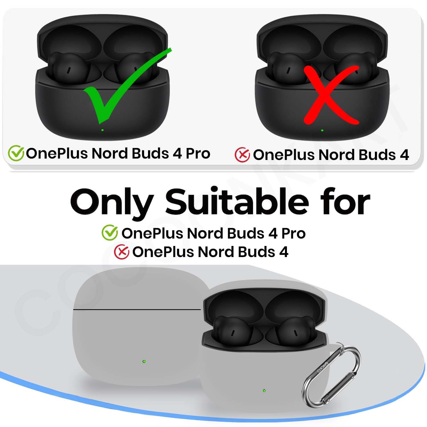 Soft Silicone Case Cover for OnePlus Nord Buds 4 Pro (Radiant Gray) — Amazon image 2