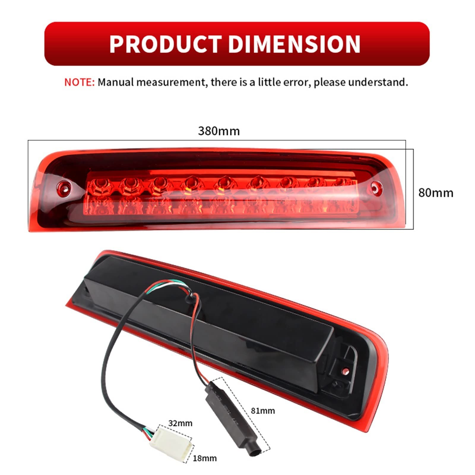 Auto Derde Stoplicht Voor Dodge Voor Ram 2009-2017 1500 2010-2017 2500 3500 Derde Rem Cargo Light Mount Stop Lamp Auto Achter 3rd Signaal Licht (Color : 1