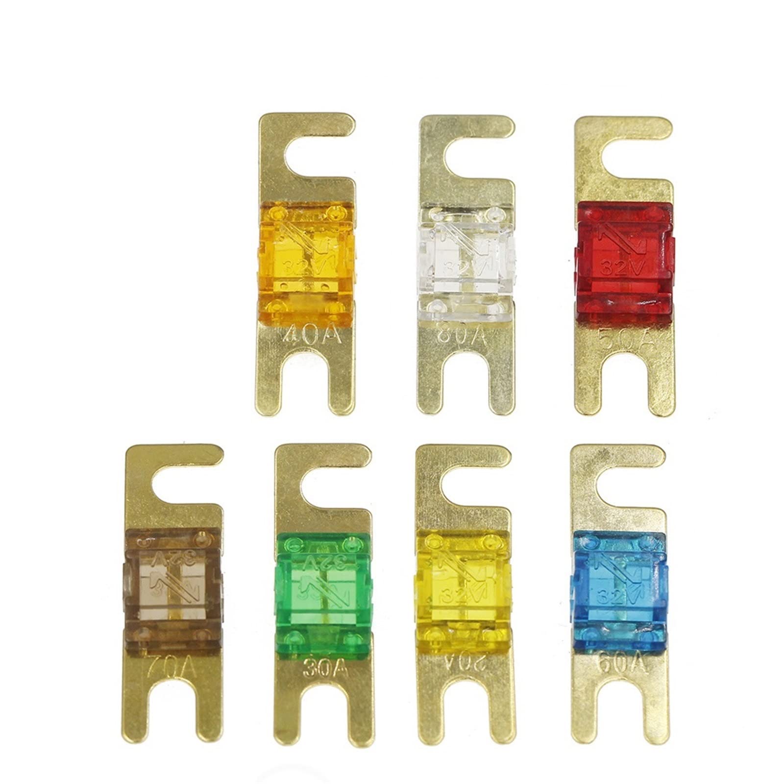 ANL Placcato Oro Stud Auto Fusibili Mini Car Stereo Audio AFS Fusibile 20A 30A 40A 50A 60A 70A 80A 100A 125A 150A 32V Fusibile Auto Fusibili Caldo (Color : 175a, Size : Onecolor)