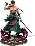Tamaño: 39 cm Figura de One Piece Grand Roronoa Zoro Tres Cuchillos Battle Turban Anime Figura Nuevo Mundo Zoro Figura Decoración Adornos coleccionables Juguete Animaciones Personaje Modelo 39cm