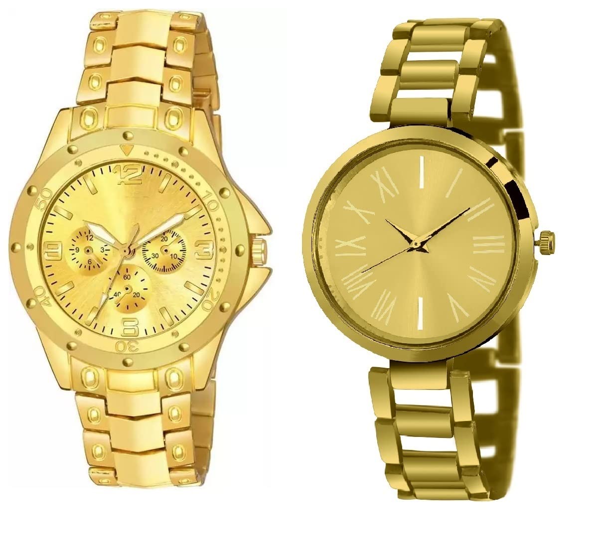 Watchstar Staylist & Fancy Watch Case Material Stainless Steel Analogue Gold & Yellow Dial Mens & Womens Wrist Watch - Combo (LS-1001) (Pack of 2) (B0BWMVSWH5) Amazon Price History, Amazon Price Tracker