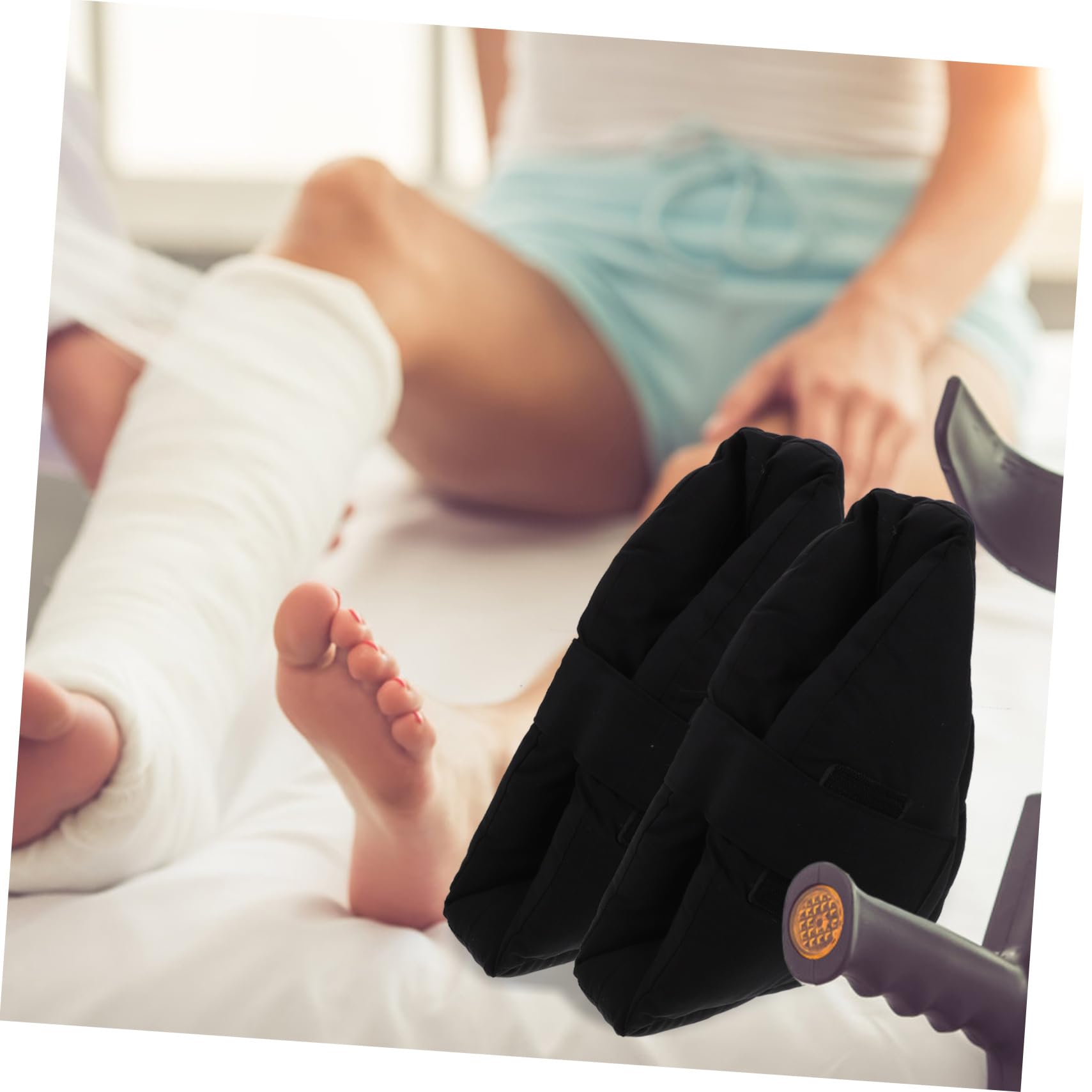 SECFOU Protector de Talón Elástico Negro Correa Ajustable, Cojín Cómodo para Pies, Hecho de Tela Técnica y Celulocotón, Adecuado para Hospital y Cuidado del Pie