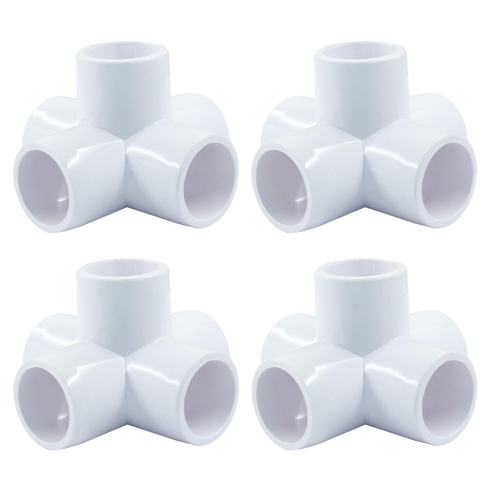 4 conectores de PVC de 1/2 pulgada de 5 vías, accesorios de PVC blancos de grado de muebles, codo de 0.5 pulgadas para estante de bricolaje, marco