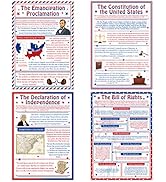 4 US History Document Posters - Declaration, Constitution, Bill Of Rights Classroom Decor