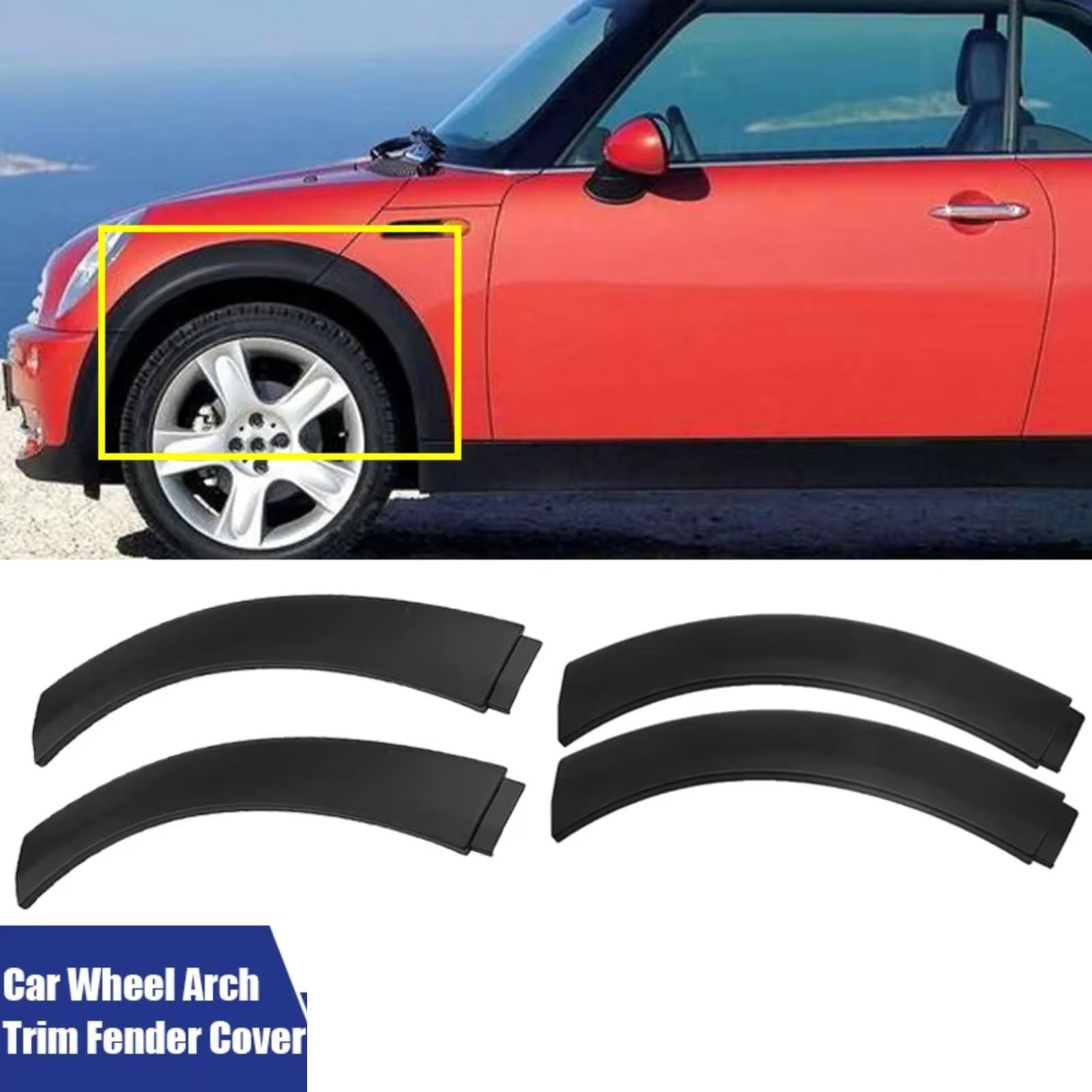 Coche Faldillas para Mini para Cooper R50 R52 R53 2002 2003 2004 2005-2008 Embellecedor Arco Rueda Delantera Coche Cubierta Guardabarros Guardabarros Coche(1Pc-Left Front)