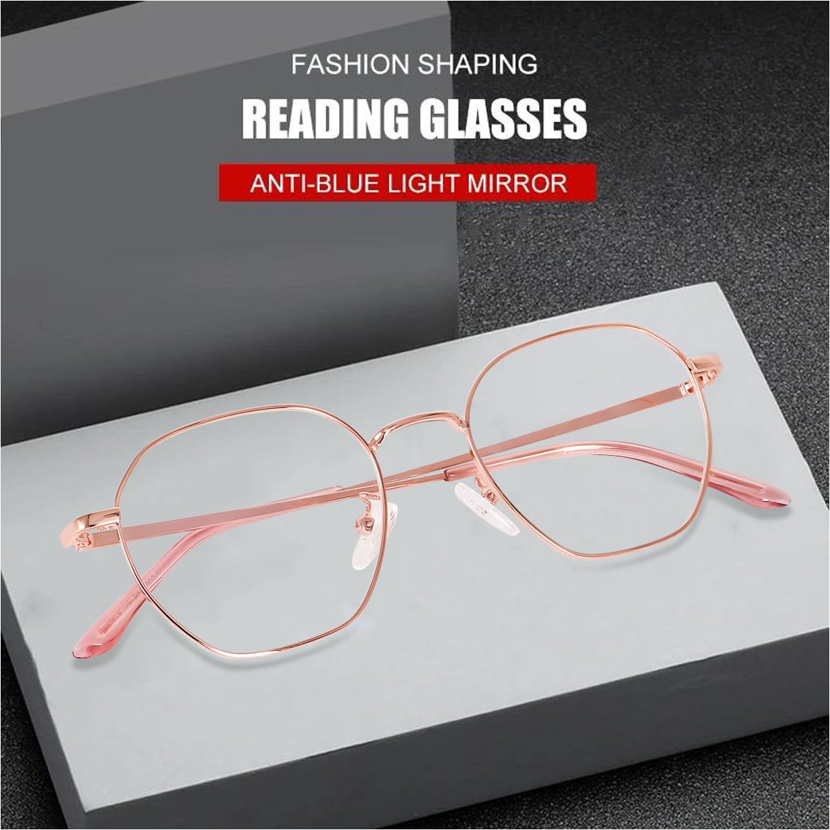 Poshh Eyewear Zero Power Blue Cut Computer Glasses | Gaming Glasses | Anti - Glare, Lightweight & Blocks Harmful Rays | UV Protection Specs | Men & Women (Rose Gold) 1