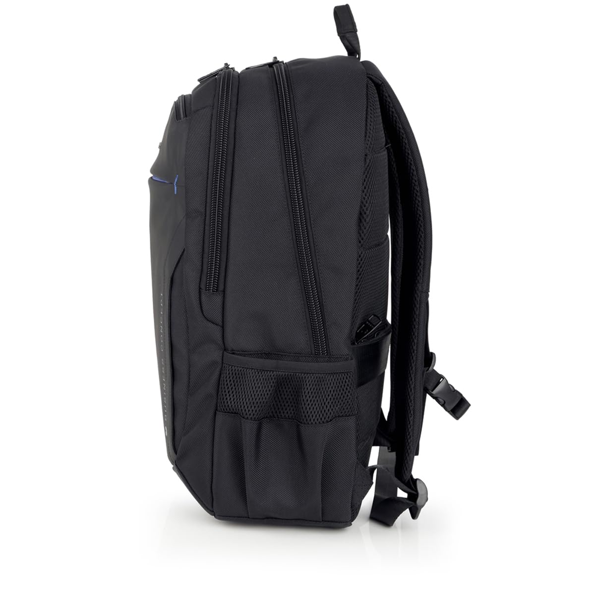Gabol - Mochila Impermeable para Portátil 15,6" Pixel 34x46x17 cm - Capacidad 24L - 2 Compartimentos, Acople a Maleta y Conector USB - Diseño Español en Poliéster Resinado y Libre de PVC - Negro