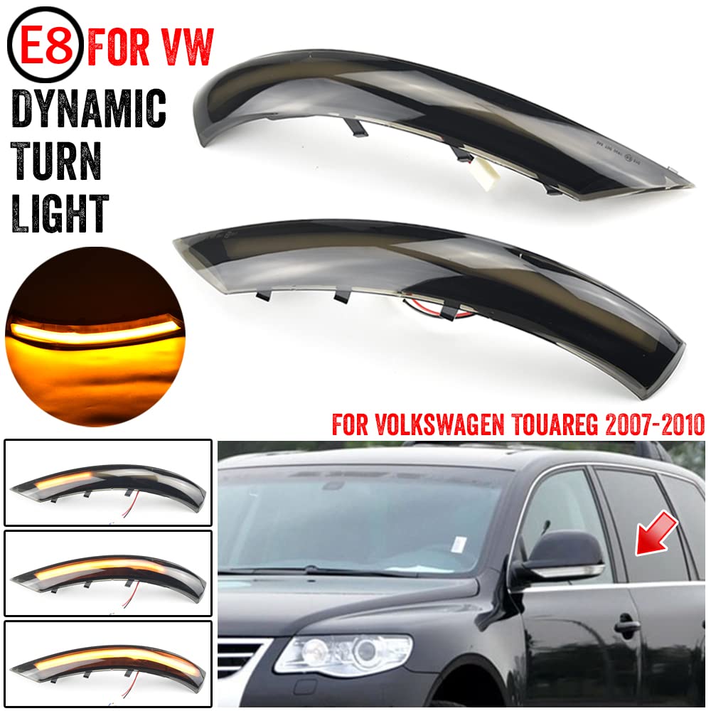 2 pz Dinamico Indicatore di Direzione Della Lampada Della Luce Specchio Laterale Sequenziale Lampeggiante Compatibile con VW To-uareg 2007 2008 2009 2010