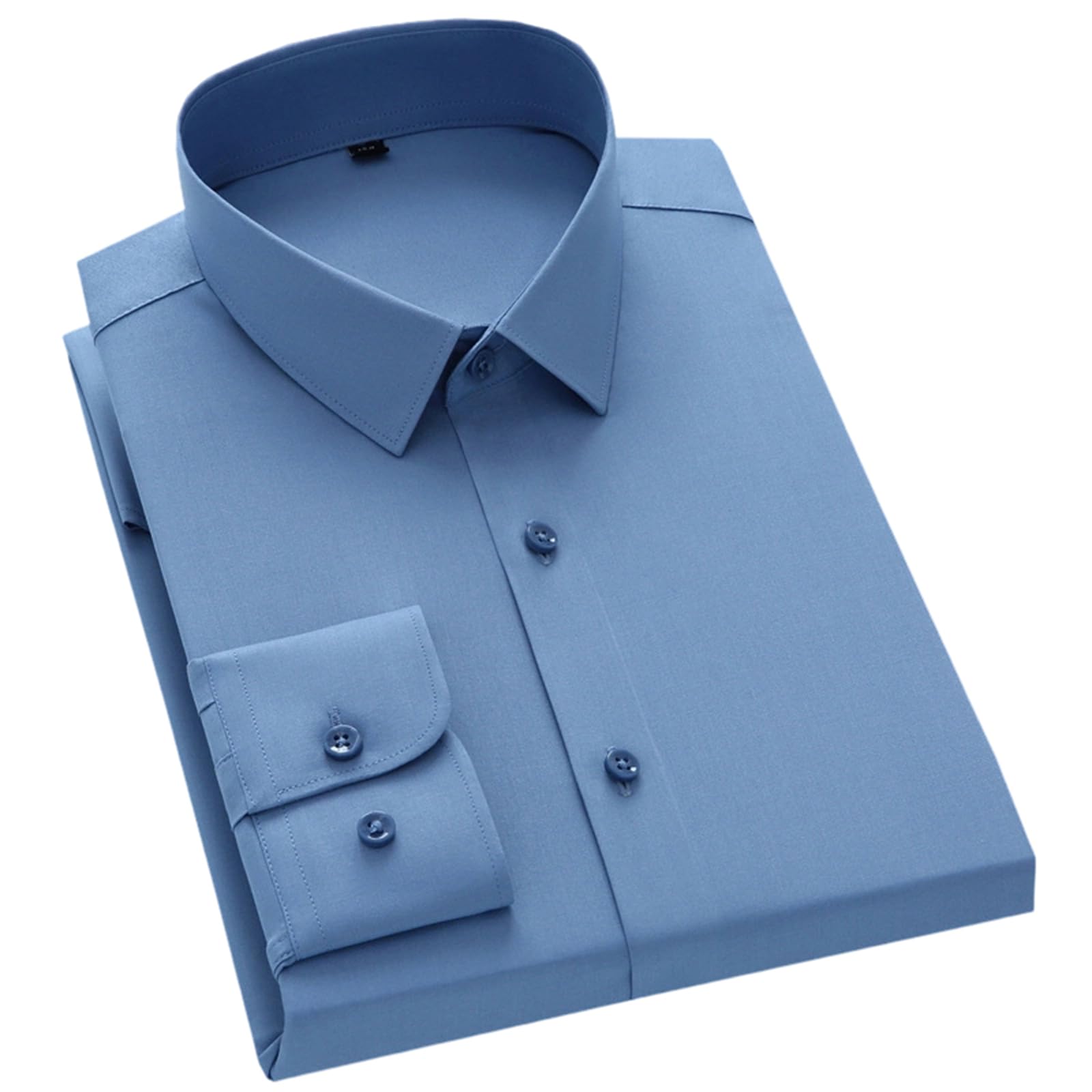 Mens Dress Shirts Long Sleeve Slim Fit Solid Wrinkle Business Formal Work Professional Button Down