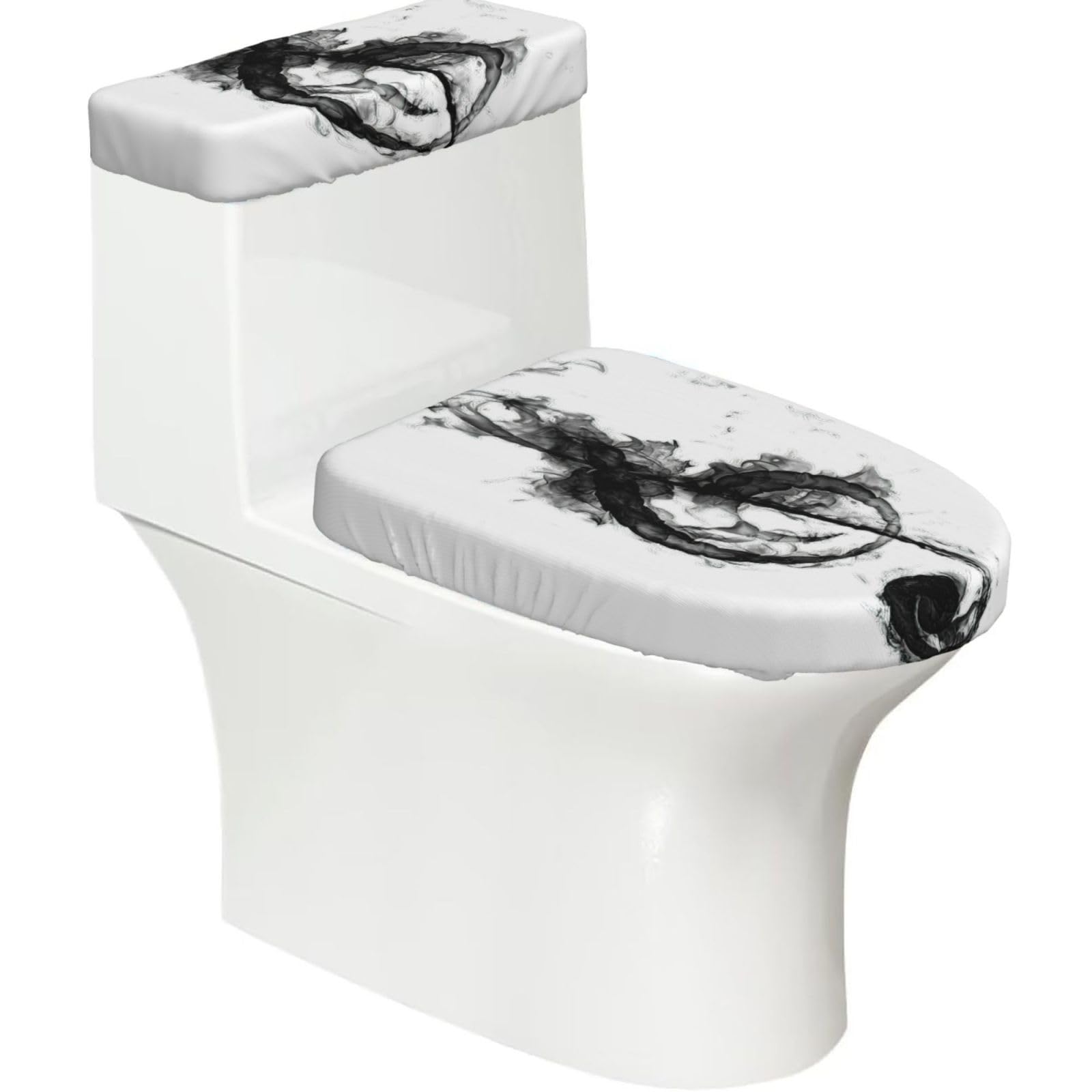 Black Smoke Music Print Toilet Seat Lid And Tank Covers Universal Fit Smooth Seat Cushion Easy To Clean For Home Hotel