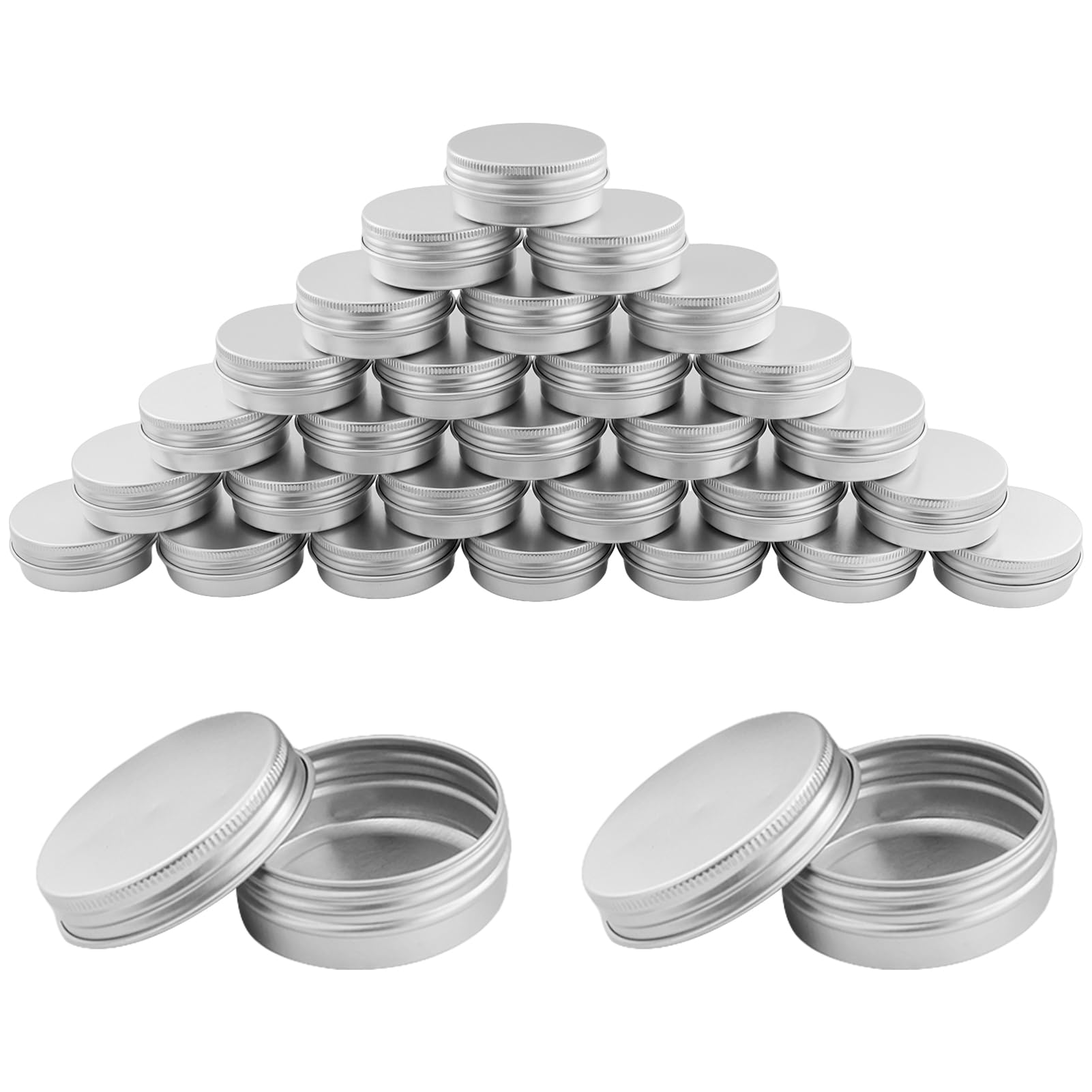 30 contenitori per crema in alluminio con coperchio, rotondi, 30 ml, per crema da riempire, contenitori per unguenti, piccoli crogioli per lozione, crema, cosmetici