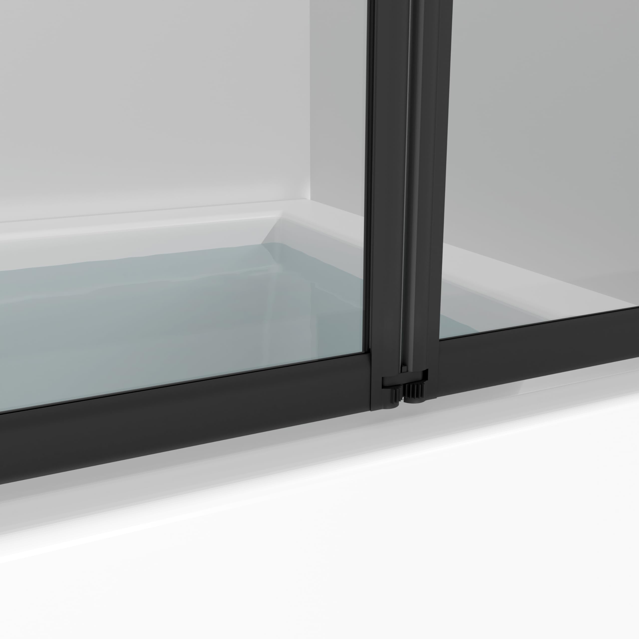 MARWELL Mampara de baño plegable triple negro en diseño moderno, negro mate, 125 x 143 cm, color negro
