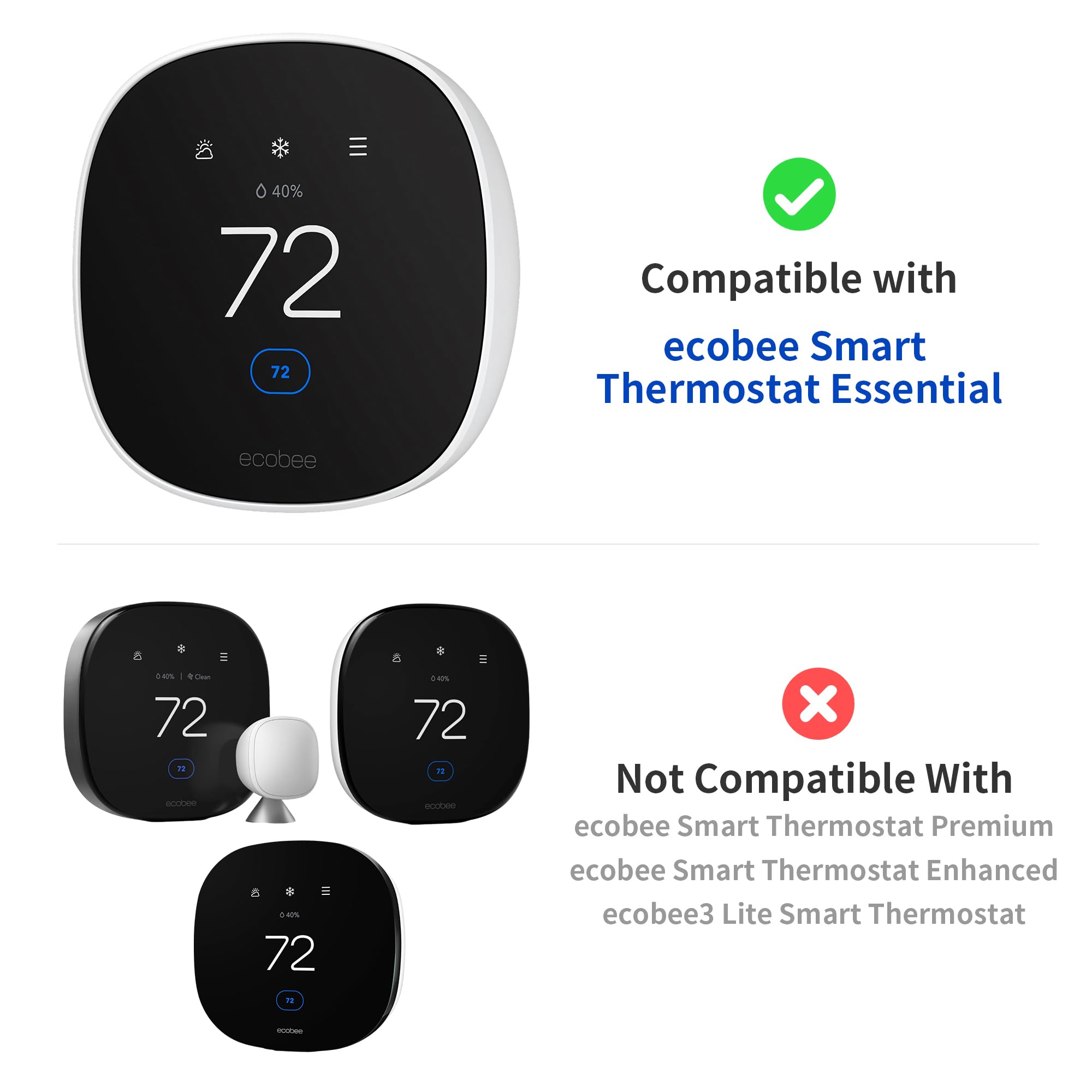 Tim Kit for ecobee Smart Thermostat Essential 2025, Wall Plate Cover...