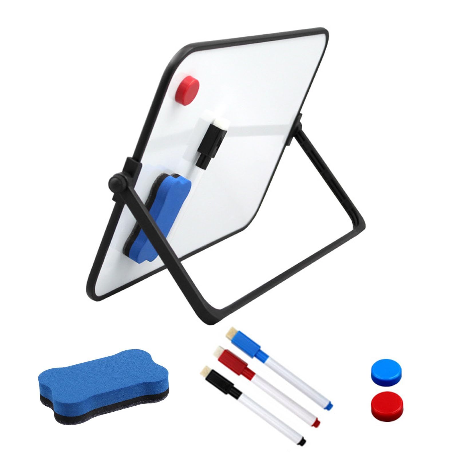 Whiteboard Magnetwand, kleine doppelseitige Whiteboard Trocken abwischbare, A4 Format Magnettafel Magnetwand, mit trocken abwischbaren Stiften, Radiergummi, Magneten, Halterung, 30x21cm