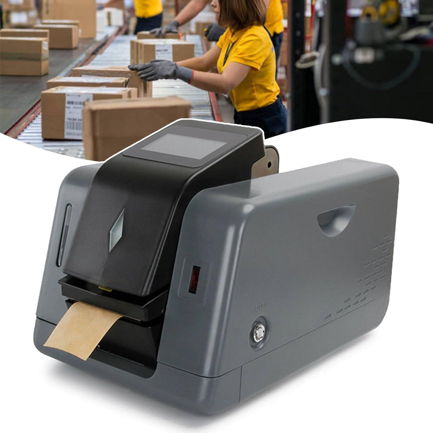 Taglierina per nastro di carta, dispenser automatico di nastro attivato dall'acqua con touch screen per nastro attivato dall'acqua da 30-100 mm, efficiente e facile da usare