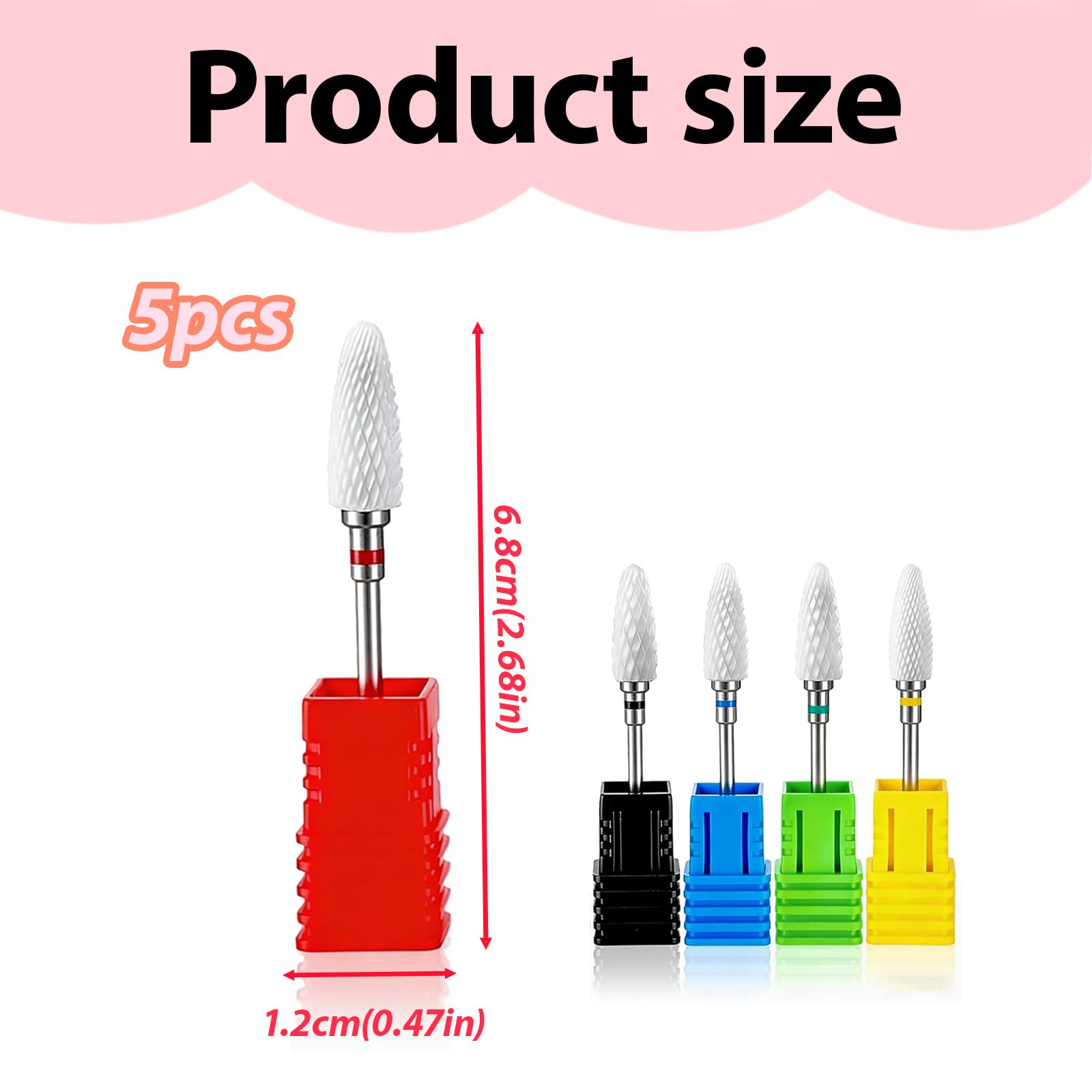 Set Profesional de 5 Brocas de Cerámica para Manicura y Pedicura: Precisión y Durabilidad para Uñas Naturales y Acrílicas, Compatible con Taladros Eléctricos de Uso Doméstico y Profesional