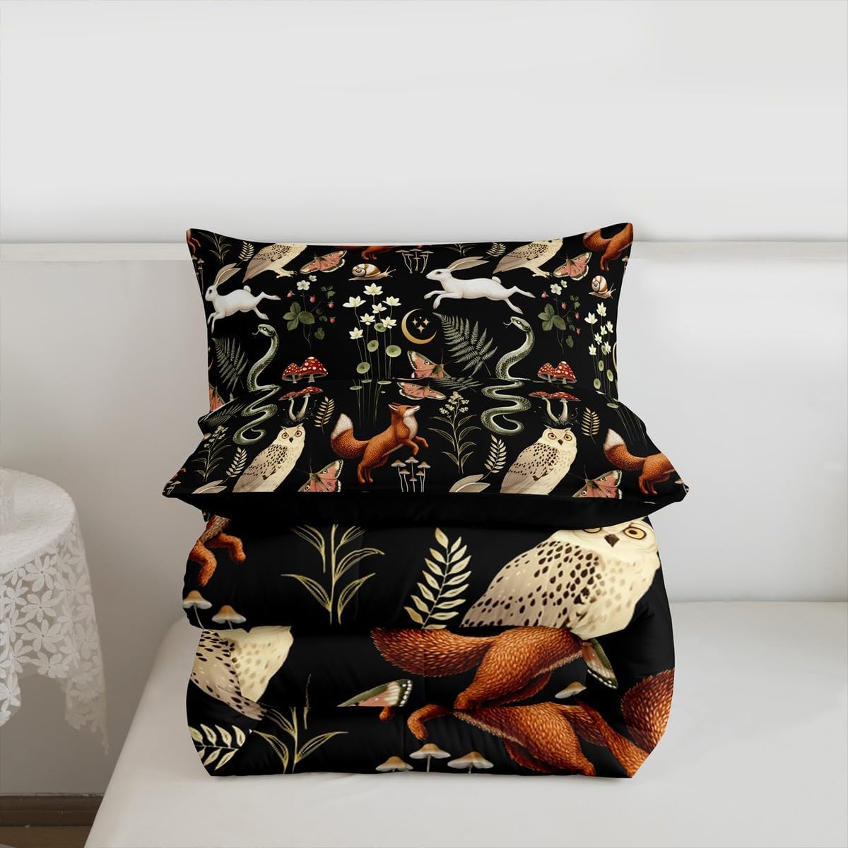 Feelyou Animal Comforter Set All Season Rabbits Squirrels Foxes Bedding Set with 1 Pillow Cases Zoo Animal Microfiber Kids Twin Bedclothes Bedroom Decor Duvet Quilt Breathable Soft Lightweight