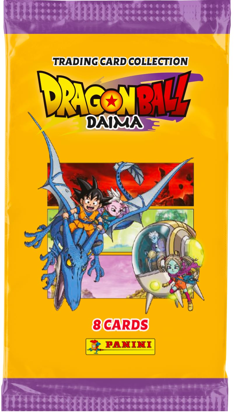 Panini Dragon Ball DAIMA Trading Cards - Caja de 18 Fundas (Fundas de 8 Cartas) + 1 Tarjeta de edición Limitada