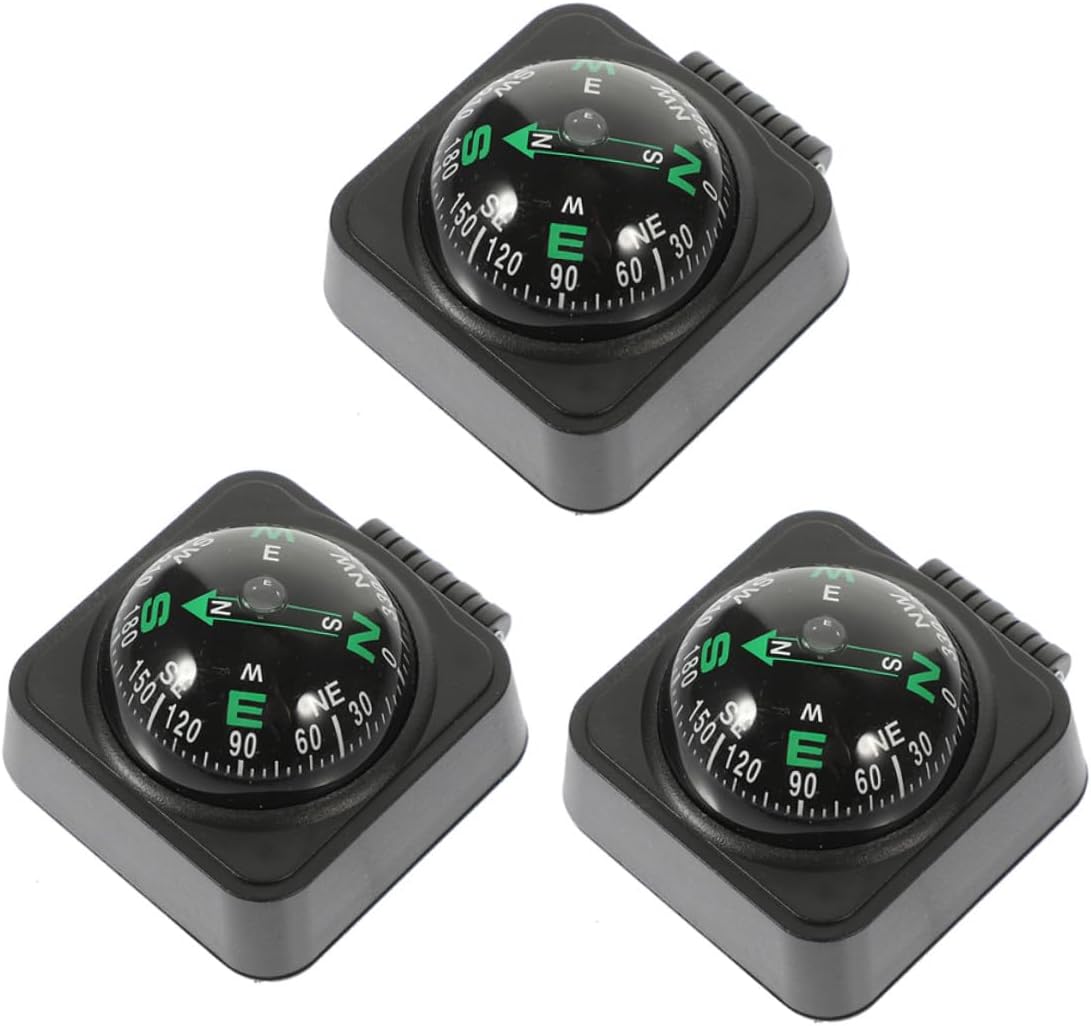 3pcs Adjustable Vehicle Dash Compass Ball for Car Motorcycle Boat, Mini Auto Compass Dashboard Decoration with High Precision for Outdoor Navigation