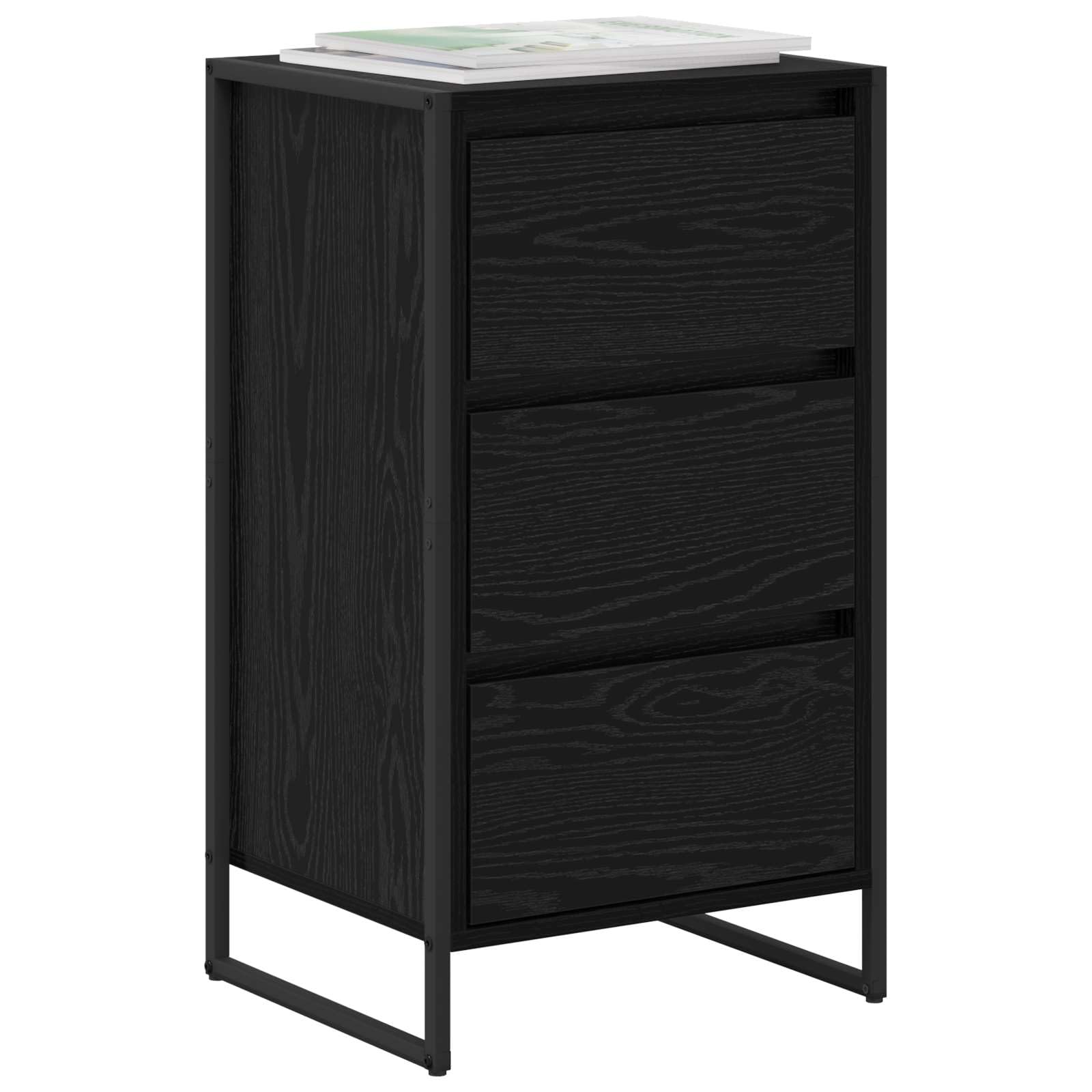 Aparador de madera de roble negro, 42 x 36 x 75,5 cm, con cajón, diseño industrial, armario para salón, pasillo, cocina