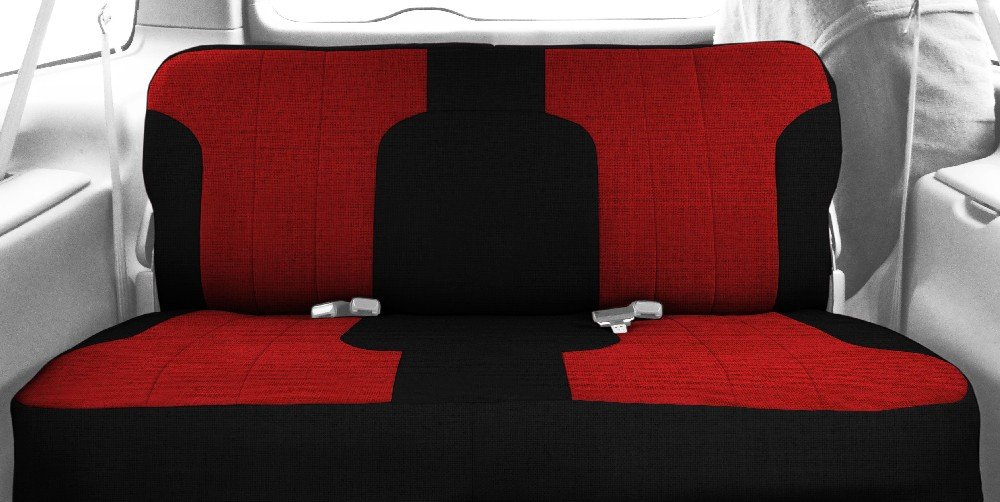 CalTrend Car Seat Cover for 1982 to 1993 Chevy S10 - Red, Tweed - Front Solid Bench Seat Cover - Easy to Install Front Seat Covers with Red Insert &