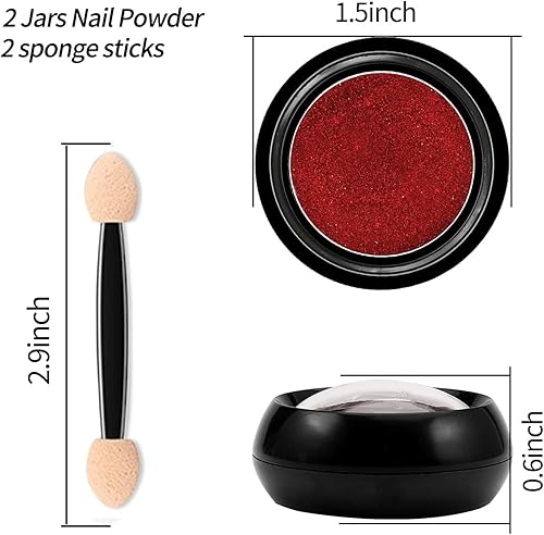 Miniatura 6 de 2 cajas de polvo de uñas cromado rojo efecto espejo Aurora Magic Metallic Glitter para uñas diseño de arte 3D holográfico rojo pigmento decoración