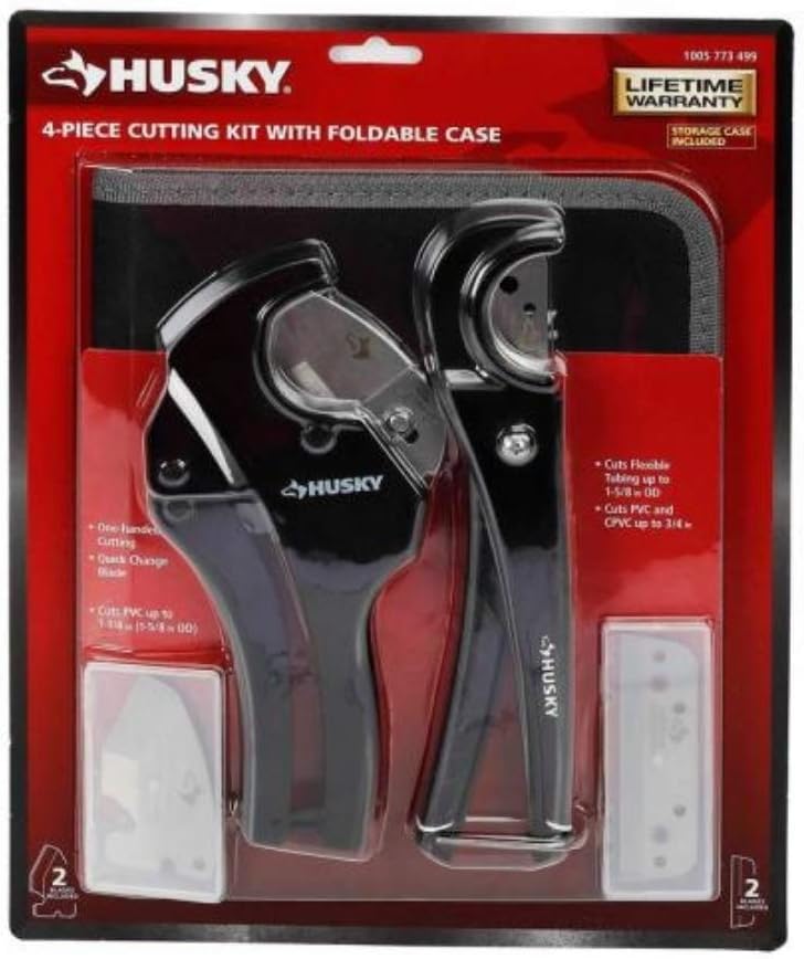 Husky 4-Piece PVC Cutting Kit with Foldable Pouch and Replacement Blades
