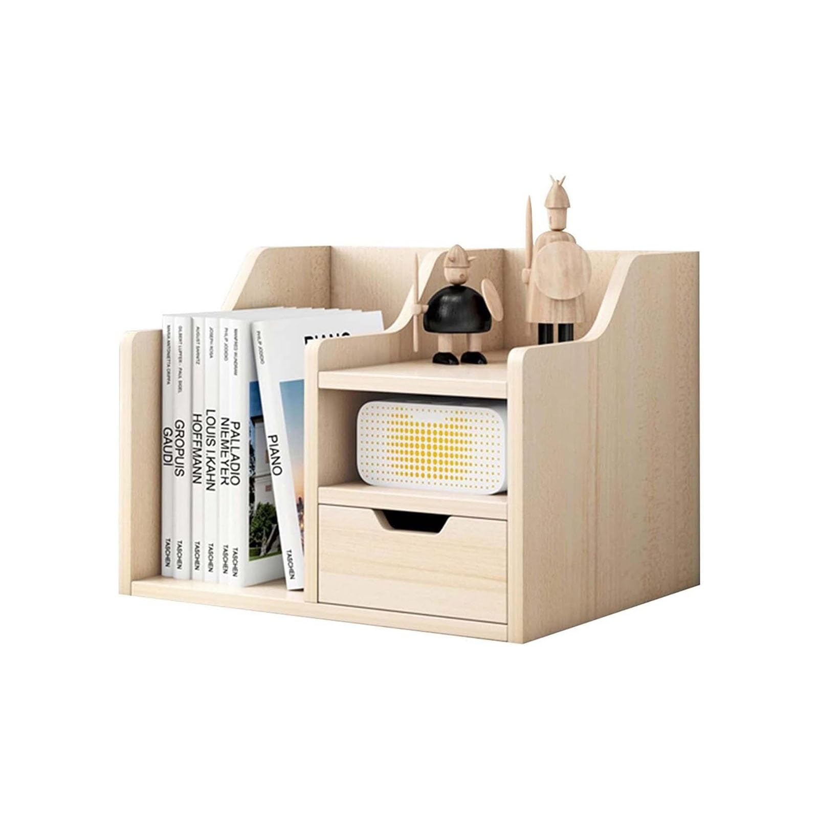 JOUFNING Countertop Hutch Bookshelf - Desk Tidy Storage Organiser Holder, Sorter Simple Multi-layer Storage Rack, Home Office Desk Bookcase, for Books, Ornaments, Decorations(Natural)