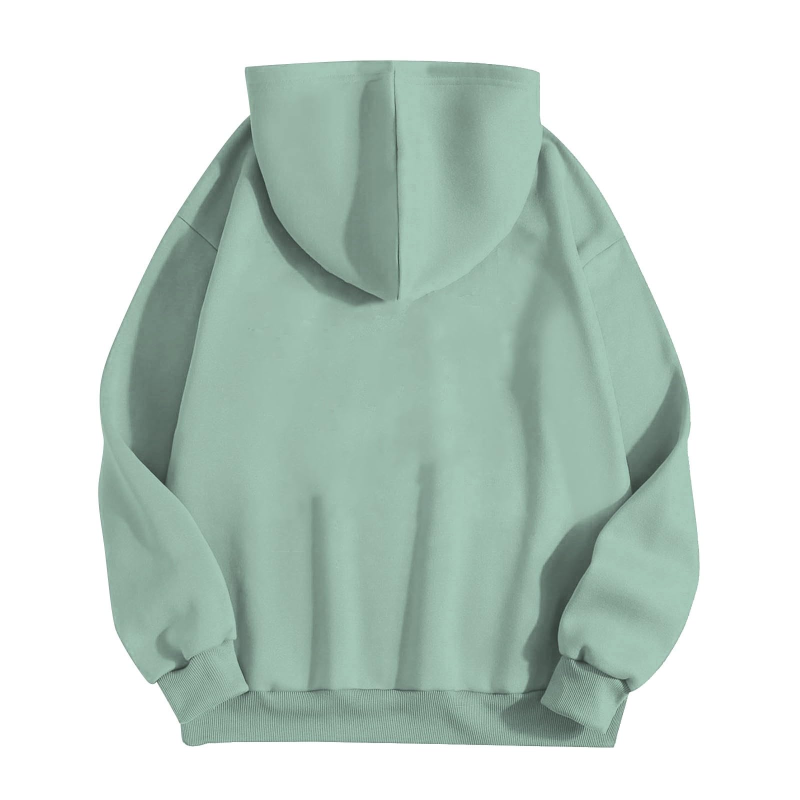 Sudadera con capucha cálida y suave de algodón mujer A62 verde menta L 5