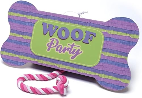 Jokari Piñata de juguete para perros Woof. Llena la caja en forma de hueso con las golosinas, aperitivos, recuerdos, accesorios y mucho más