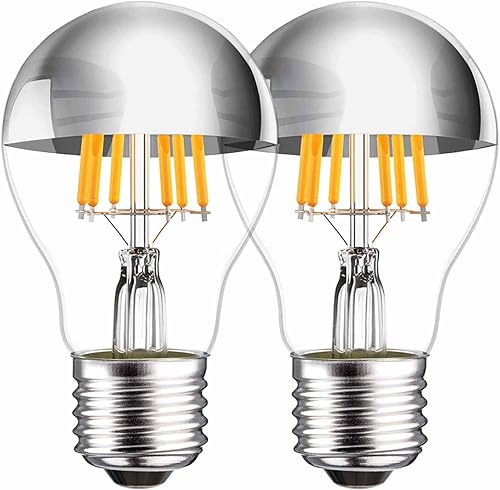 MAPCYON Bombilla de luz media cromada, 6 W (equivalente a 60 vatios), bombilla LED decorativa con forma de A19, bombilla LED Edison blanca cálida de