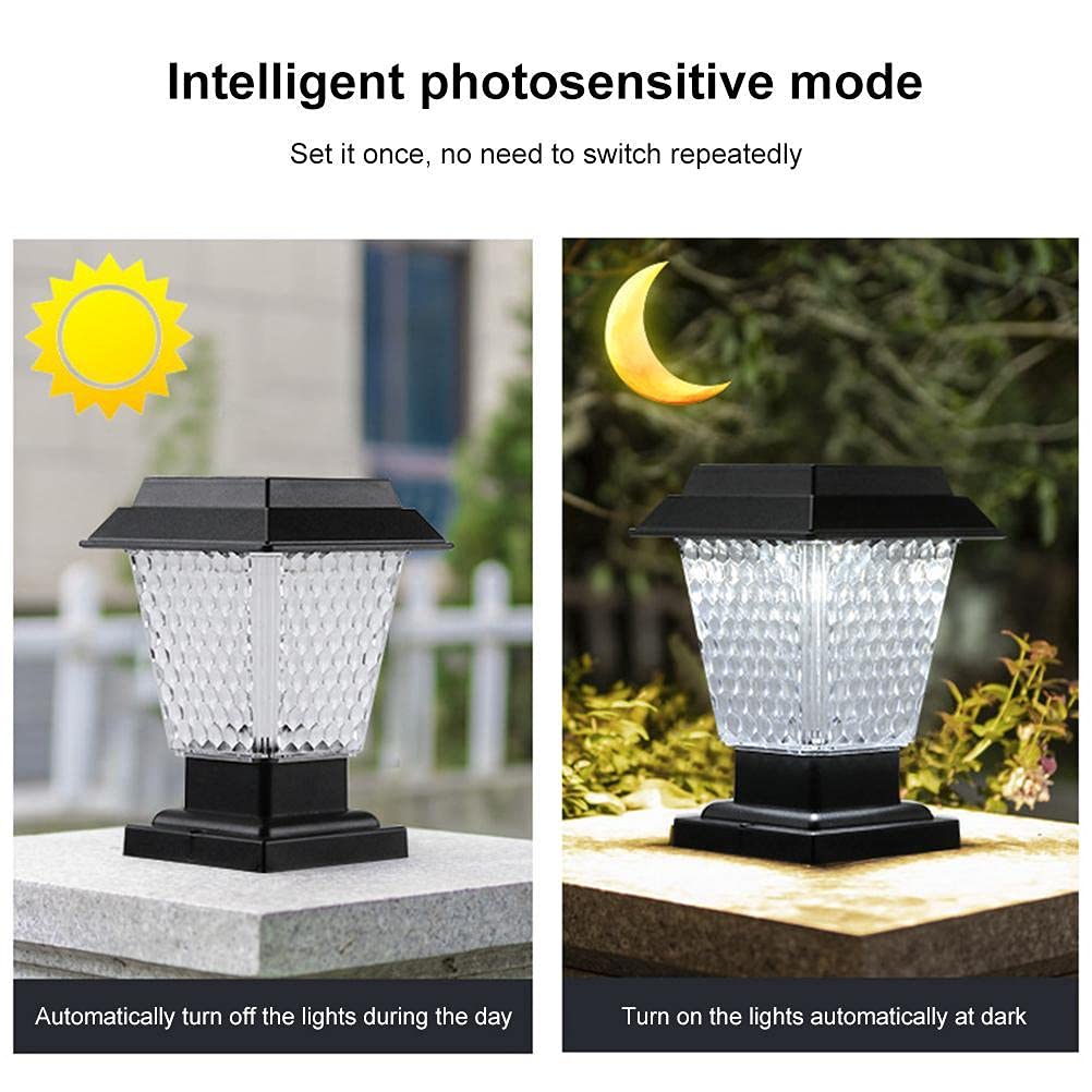 SASKATE Garden Post Light, Solar LED,IP65 Waterproof Outdoor Post Cap Lamp Auto On/ Off Post Lights for Wooden Posts Deck Fence - Image 4
