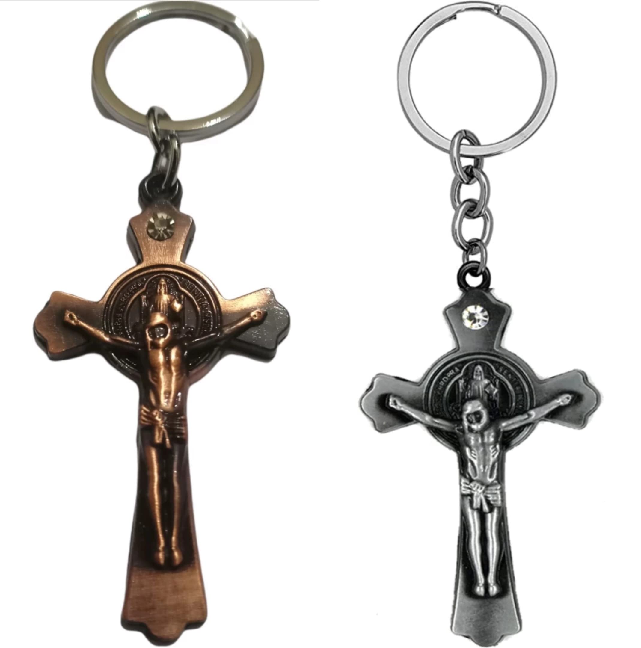 Pack Of 2 Lord Jesus Cross Combo Metal Keychain Key chain For Car Bike Men Women Gifting Lockers ( Grey Brown )-image-34