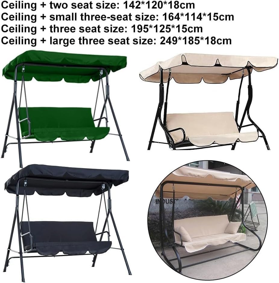 Waterproof Oxford Cloth Swing Canopy Replacement - Durable Sun Shade Awning for Garden & Patio Swings, Uv-Resistant Cover for Outdoor Swing Seats Dark Green Two-Seater
