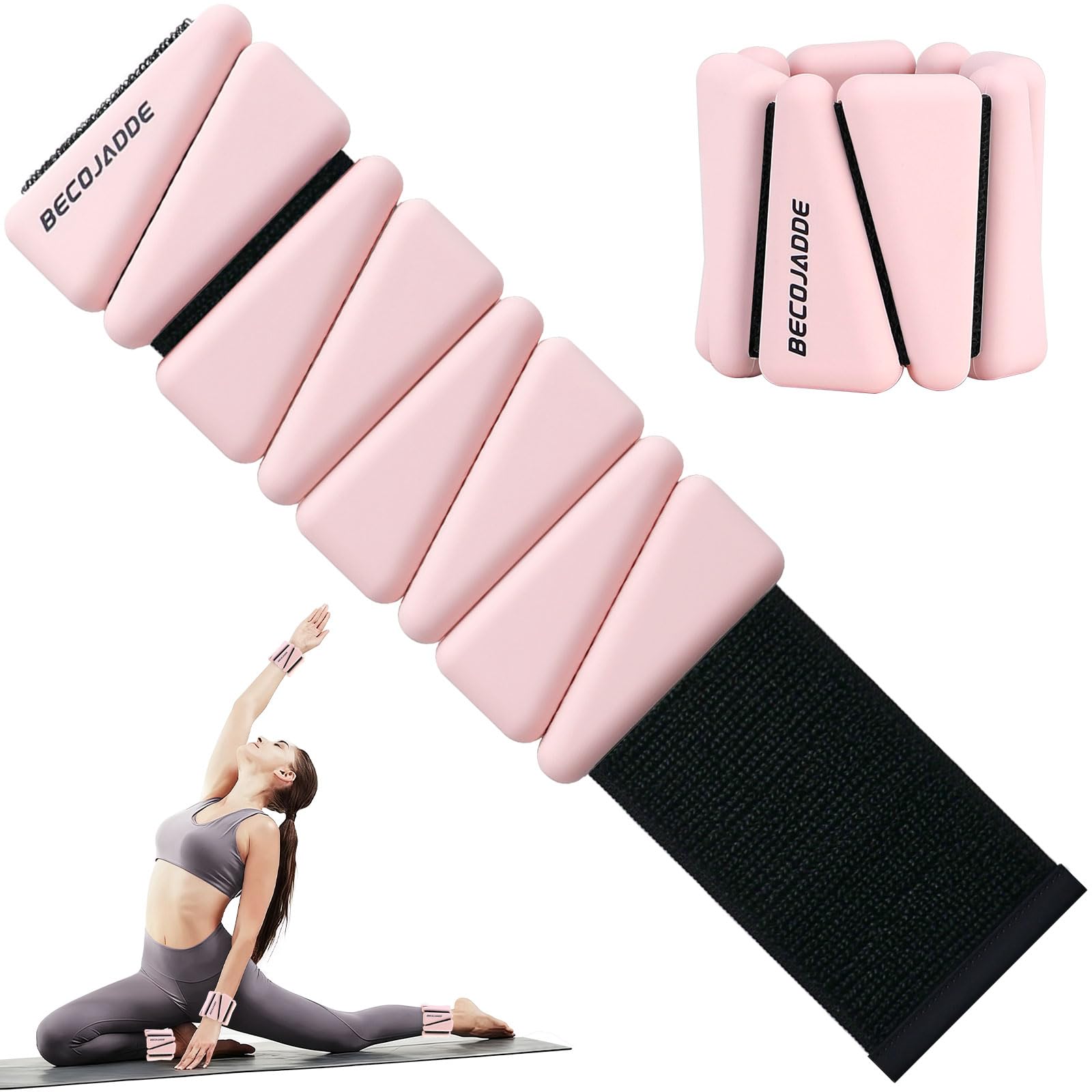 BECOJADDE Ankle Weights Set of 2 (1 lb/2 lb/3 lb Each) Adjustable Wrist Weights for Women Men Wearable Arm Leg Weight for Pilates, Running, Walking, Workout, Yoga