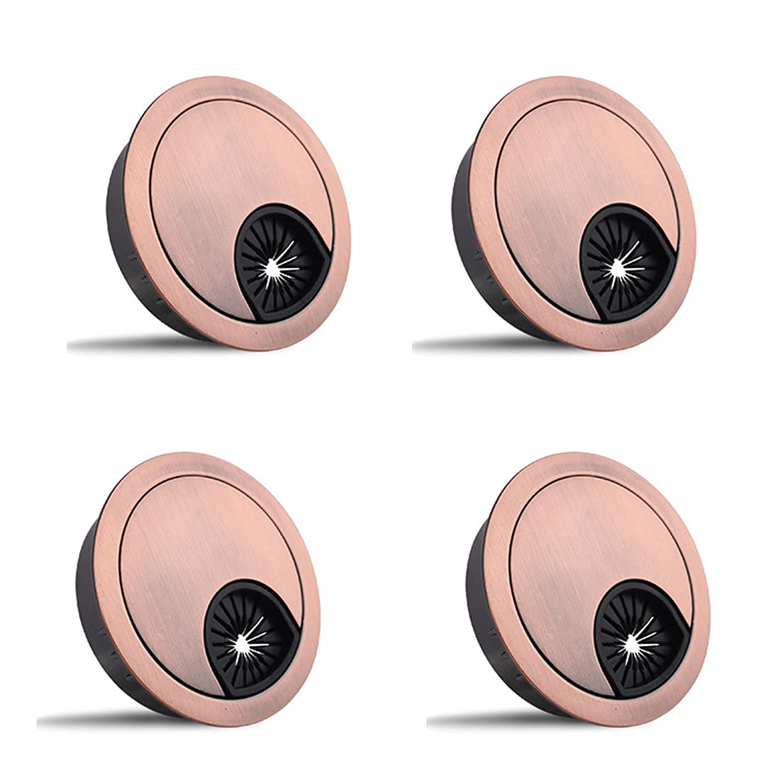 Xcyroiiy Red 4-Piece 60Mm Desk Cable Grommets, Computer Desk Metal Cable Hole, Round Cable Hole Cover For Desktop Cable Organizer(Red)